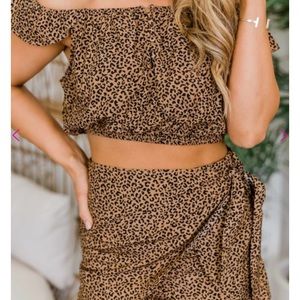 Leopard print two piece set